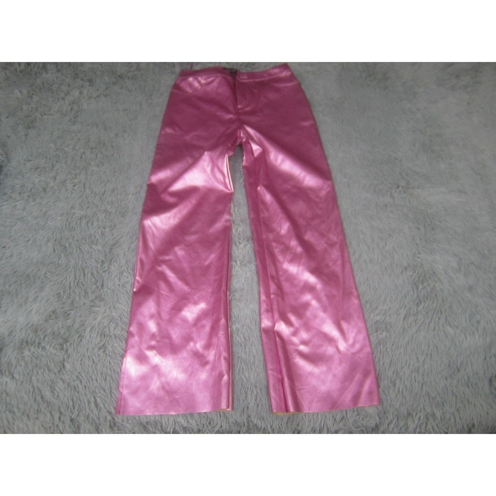 Strut & Bolt Pants Womens Large Pink NWT Faux Leather Metallic‎ Pin Straight Leg